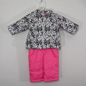 NWT Carter's Girls Pink White Black Snowsuit Pants/ Coat 2 Piece size 12 Months